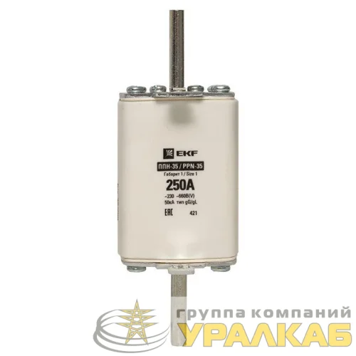 Вставка плавкая ППН-35 250/250А габарит 1 PROxima EKF fus-35/250 детальная картинка
