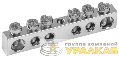 Шина PEN "земля-ноль" 6х9мм 6/1 Ni (6групп/крепеж по центру) IEK YNN10-06-100-N детальная картинка