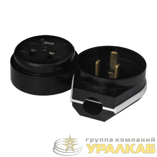 Разъем РШ-ВШ 32А 250В 2P+PE откр. уст. черн. UNIVersal 1234 детальная картинка