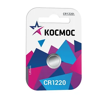 Элемент питания литиевый CR CR1220 1хBL (блист.1шт) Космос 