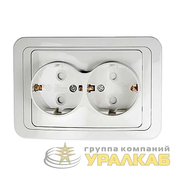 Розетка 2-м CLASSICO защ. шторки с заземл. 2128x бел. ASD / IN HOME 4690612000985