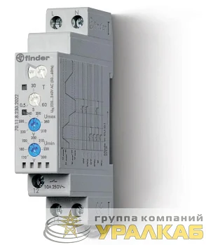 Реле контрольное для 1-фазных сетей пониженное/повышенное напряжение настраиваемые диапазоны выход 1CO 10А модул. шир. 17.5мм FINDER 701182302022
