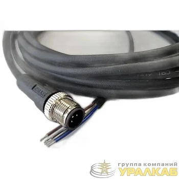 Кабель M12 5A штыревой 5000мм прямой полиуретан свободный конец СЦМ120025-05A-2-05000 черн. СТЭЗ 