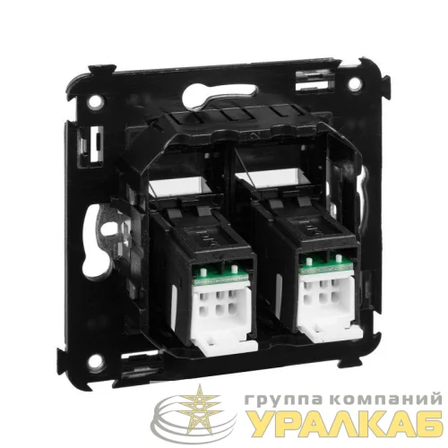 Розетка компьютерная 2-м СП Avanti "Черный матовый" RJ45 кат.5E DKC 