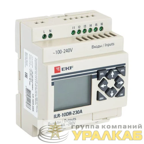 Реле программируемое 10 входов/выходов с дисплеем 230В PRO-Relay PROxima EKF ILR-10DR-230A детальная картинка