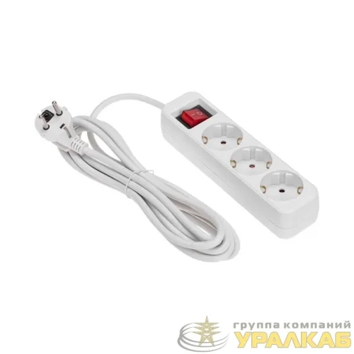 Удлинитель 3х3м с заземл. STANDARD 3х1кв.мм с выкл. бел. Rexant 