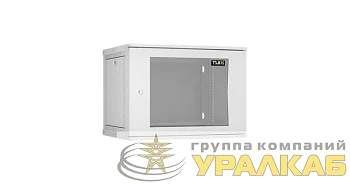 Шкаф настенный 19дюйм 9U стекл. дверь Ш600хВ436хГ450мм 1 пара монтаж. направляющих разборн. сер. TLK TWI-096045-R-G-GY