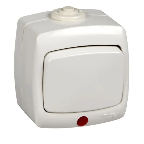 Переключатель 1-кл. ОП Рондо 6А IP44 250В с подсветкой бел. SchE VA66-123B-BI детальная картинка Переключатель 1-кл. ОП Рондо 6А IP44 250В с подсветкой бел. SchE VA66-123B-BI детальная картинка