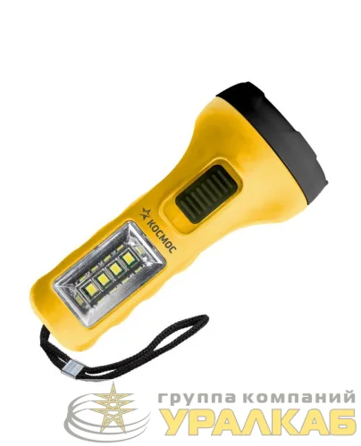 Фонарь ручной 0.5ВтLED+4SMD(1Вт) 1xAA корпус ABS-пластик ремешок ручной КОСМОС 