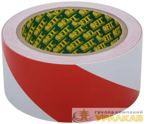 Лента разметочная клейкая 50ммх25м красн.-бел. FIT 