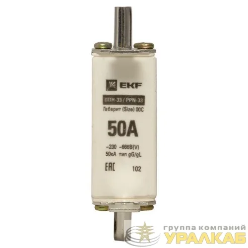 Вставка плавкая ППН-33 100/50А 50кА габарит 00C PROxima EKF 