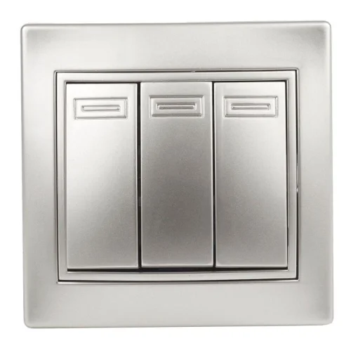 Выключатель 3-кл. СП Plano 10А IP20 1-106-03 250В алюм. Intro Б0030050 детальная картинка