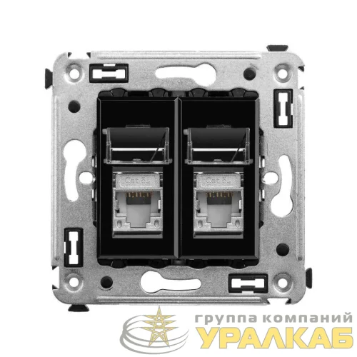 Розетка 2-м СП RJ-45 кат.5e экранированная Avanti "Черный квадрат" DKC 4402364 детальная картинка