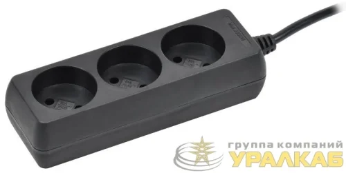 Удлинитель 3х3м без заземл. 10А IP20 У3 250В ПВС 2х0.75 черн. IEK 
