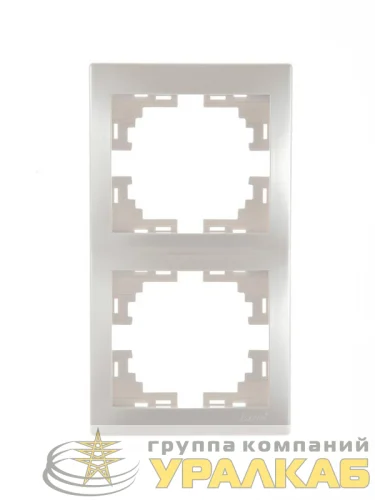 Рамка 2-м Mira вертикал. жемчуж./бел. перламутр. LEZARD 