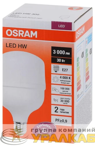 Лампа светодиодная высокомощная LED HW 30Вт T матовая 4000К нейтр. бел. E27 3000лм 140-265В угол пучка 200град. PF>/=09 (замена 300Вт) OSRAM 4058075576773 детальная картинка Лампа светодиодная высокомощная LED HW 30Вт T матовая 4000К нейтр. бел. E27 3000лм 140-265В угол пучка 200град. PF>/=09 (замена 300Вт) OSRAM 4058075576773 детальная картинка