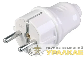 Вилка прямая ВПп10-01-Ст разборная с заземл. контактом 16А бел. IEK EVP10-16-01-K01