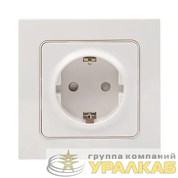 Розетка 1-м СП Стокгольм 16А IP20 с заземл. защ. шторки бел. PROxima EKF EXR16-028-10