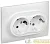 Розетка 2-м SKANDY 16А с заземл. без защ. шторок в сборе SK-R08W арктич. бел. IEK 