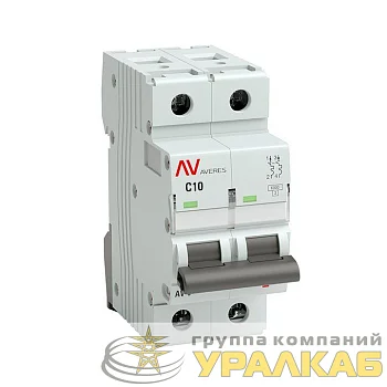 Выключатель автоматический модульный 2п C 10А 6кА AV-6 AVERES EKF mcb6-2-10C-av