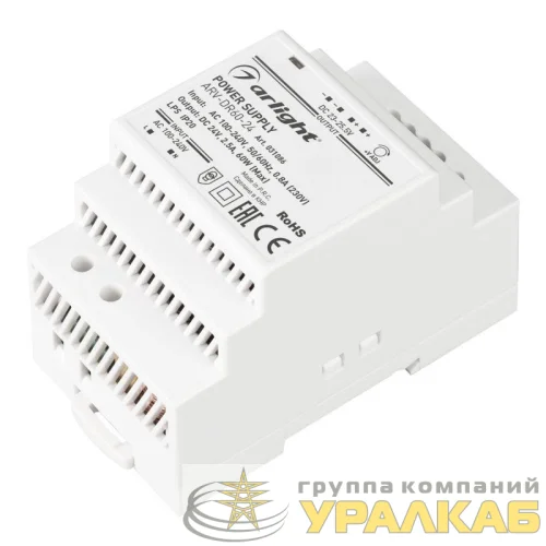 Блок питания ARV-DR60-24 24В 2.5А 60Вт IP20 DIN-рейка Arlight 031086 детальная картинка