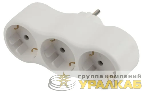 Разветвитель 3-м с заземл. 16А IP20 SPx-3e-W бел. Эра 