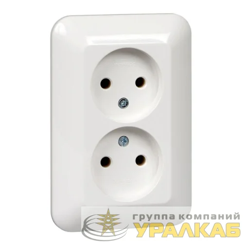 Розетка 2-м СП Прима 16А IP20 без заземл. без защ. шторок (опт. упак.) бел. SchE RS16-211-B детальная картинка
