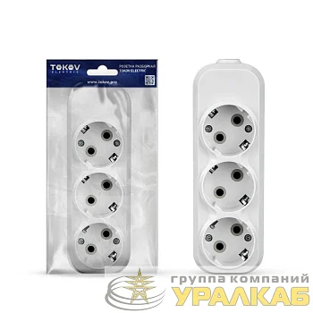 Колодка удлинителя 3-м 16А с заземл. АБС-пластик бел. TOKOV ELECTRIC TKE-C01-KU3-Z