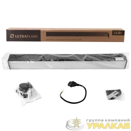 Светильник светодиодный офисный LPL-6008 600х55х55 24Вт 4000К LED черн. Ultraflash 
