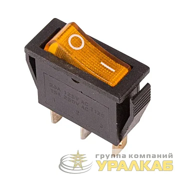 Выключатель клавишный 250В 15А (3с) ON-OFF RWB-404 SC-791 IRS-101-1C желт. с подсветкой Rexant 36-2212