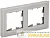 Рамка 2-м BRITE РУ-2-2-БрД стекло дым. IEK BR-M22-G-K30