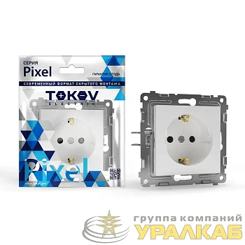 Розетка 1-м СП Pixel 16А IP20 с заземл. механизм бел. TOKOV ELECTRIC TKE-PX-R1Z-C01