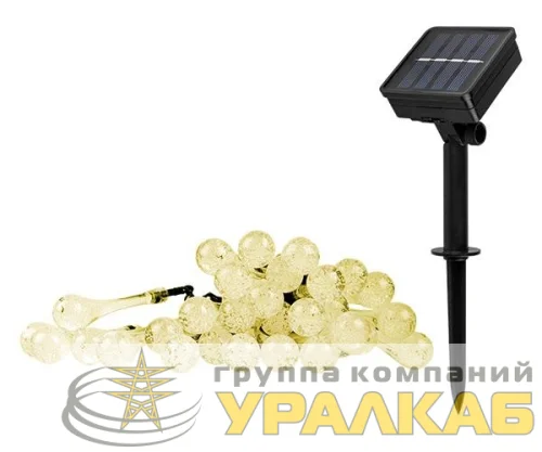 Светильник светодиодный SLR-G08-30W садовый; гирлянда капли теплый бел. солнечная батарея ФАZА 