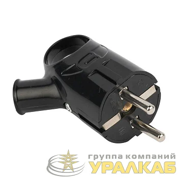 Вилка с кольцом 16А 250В с заземл. черн. EKF AVK16-30
