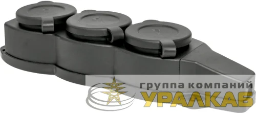 Колодка 3-м 16А IP44 2P+PE 230В с защ. крышками каучук EKF RPS-015-16-230-44 детальная картинка