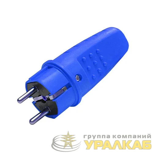 Вилка электрическая прямая 1ф 16А 250В IP44 с заземл. каучук син. (еврослот) UNIVersal 3041 детальная картинка