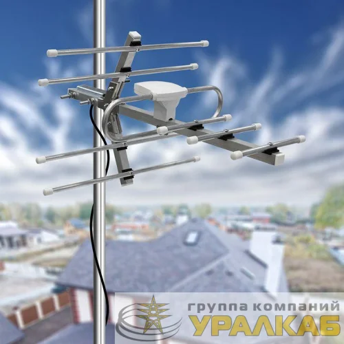 Антенна ТВ наружная "АКТИВНАЯ" для аналогового и цифрового ТВ - DVB-T2 (модель RX-411) (коробка) Rexant 34-0411 детальная картинка