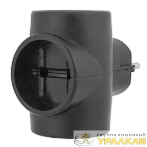 Разветвитель 3-м без заземл. 6-10А черн. Rexant 