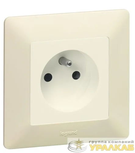 Розетка 1-м СП Valena Life 16А IP20 250В 2P защ. шторки безвинтов. клеммы с лицев. панелью механизм сл. кость Leg 