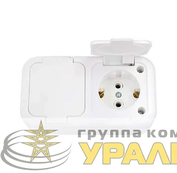 Розетка 2-м ОП 10А IP44 с заземл. бел. БЕЛТИЗ РА10-213