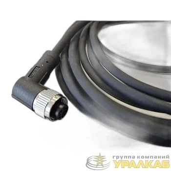 Кабель M12 4A гнездовой 5000мм угловой полиуретан свободный конец СЦМ120027-04A-2-05000 черн. СТЭЗ 