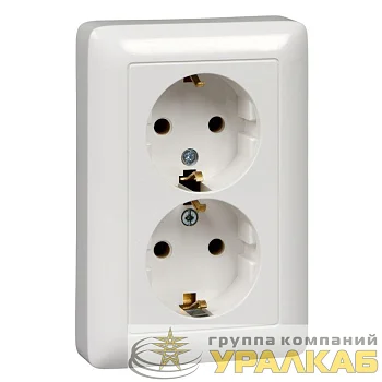 Розетка 2-м СП Хит 16А 250В с заземл. без защ. шторок бел. SE RS16-236-B