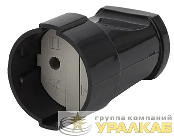 Розетка кабельная без заземл. прямая 10А черн. Rx1-B ЭРА 