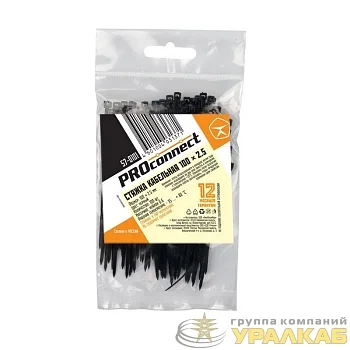 Хомут кабельный 2.5х100 нейл. черн. (уп.100шт) PROCONNECT 