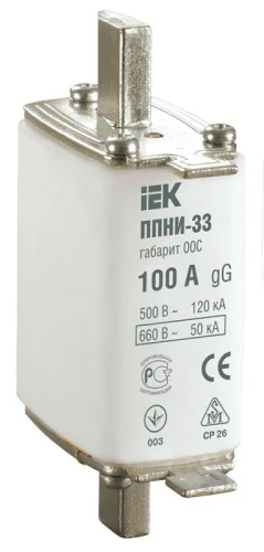 Вставка плавкая ППНИ-33 100А габарит 00С IEK DPP11-100 детальная картинка