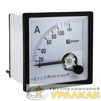 Амперметр аналоговый AM-A721 на панель 72х72 квадрат. вырез 400А трансф. подкл. EKF am-a721-400/