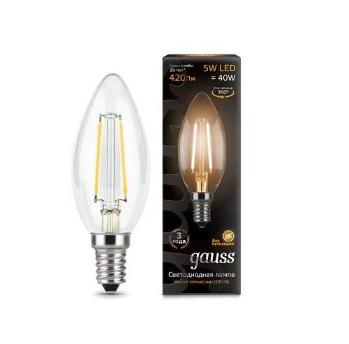 Лампа светодиодная Black Filament Свеча E14 5Вт 2700К Gauss 103801105 детальная картинка