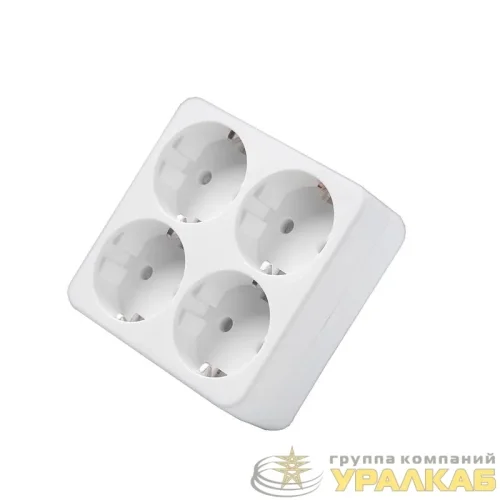 Разветвитель 4-м квадрат с заземл. 16А 3500Вт 250В бел. DОМТОК 