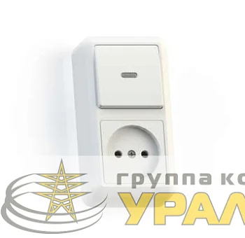Блок комбинированный ОП БКВР-430 Оптима (1-кл. выкл. с подсветкой + розетка) бел. Кунцево 8061