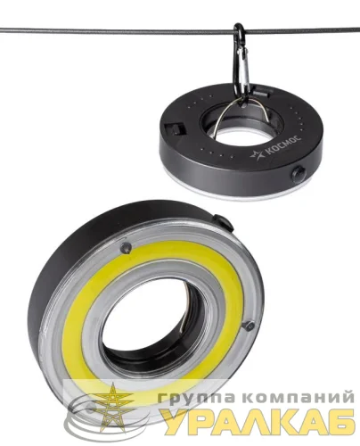 Фонарь кемпинговый походный 5ВтCOBLED 3xAAА корпус ABS-пластик карабин КОСМОС KOC601B детальная картинка